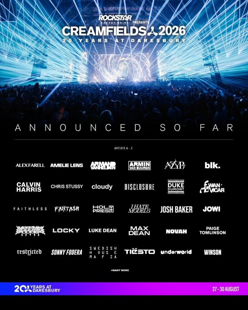 Lineup for Creamfields 2026