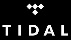 TIDAL logo white brand wordmark on black background with diamond emblem above